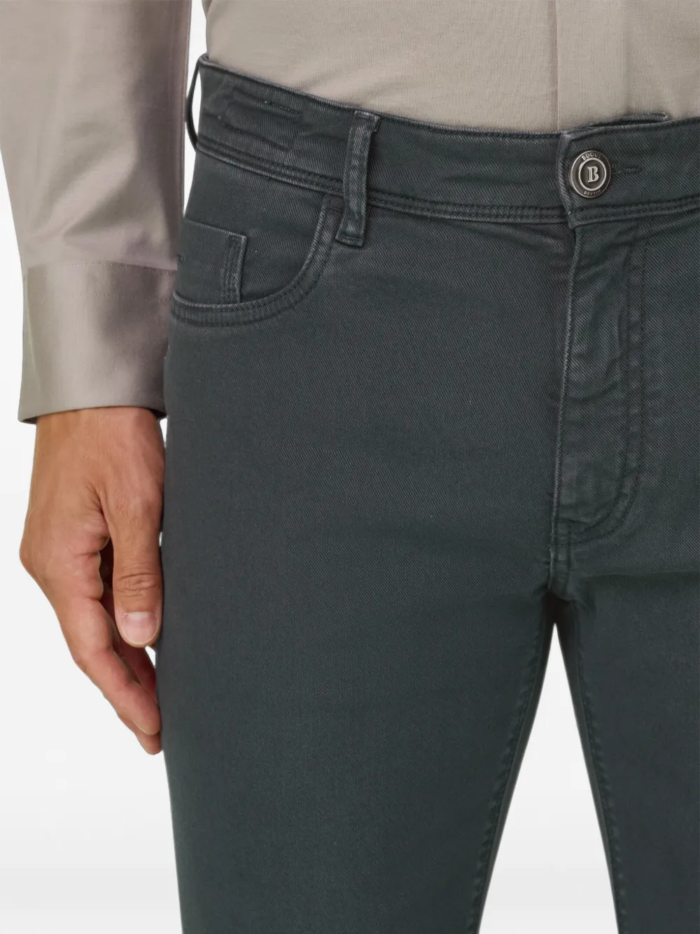 Boggi Milano Jeans van stretch katoenen tencel Groen