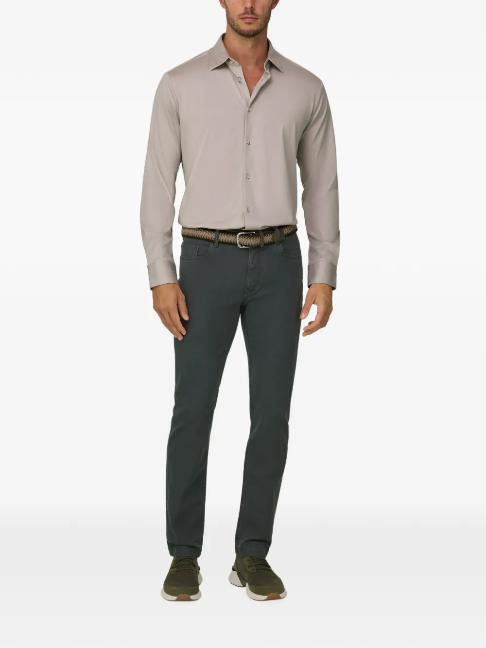 Boggi Milano Jeans van stretch katoenen tencel Groen