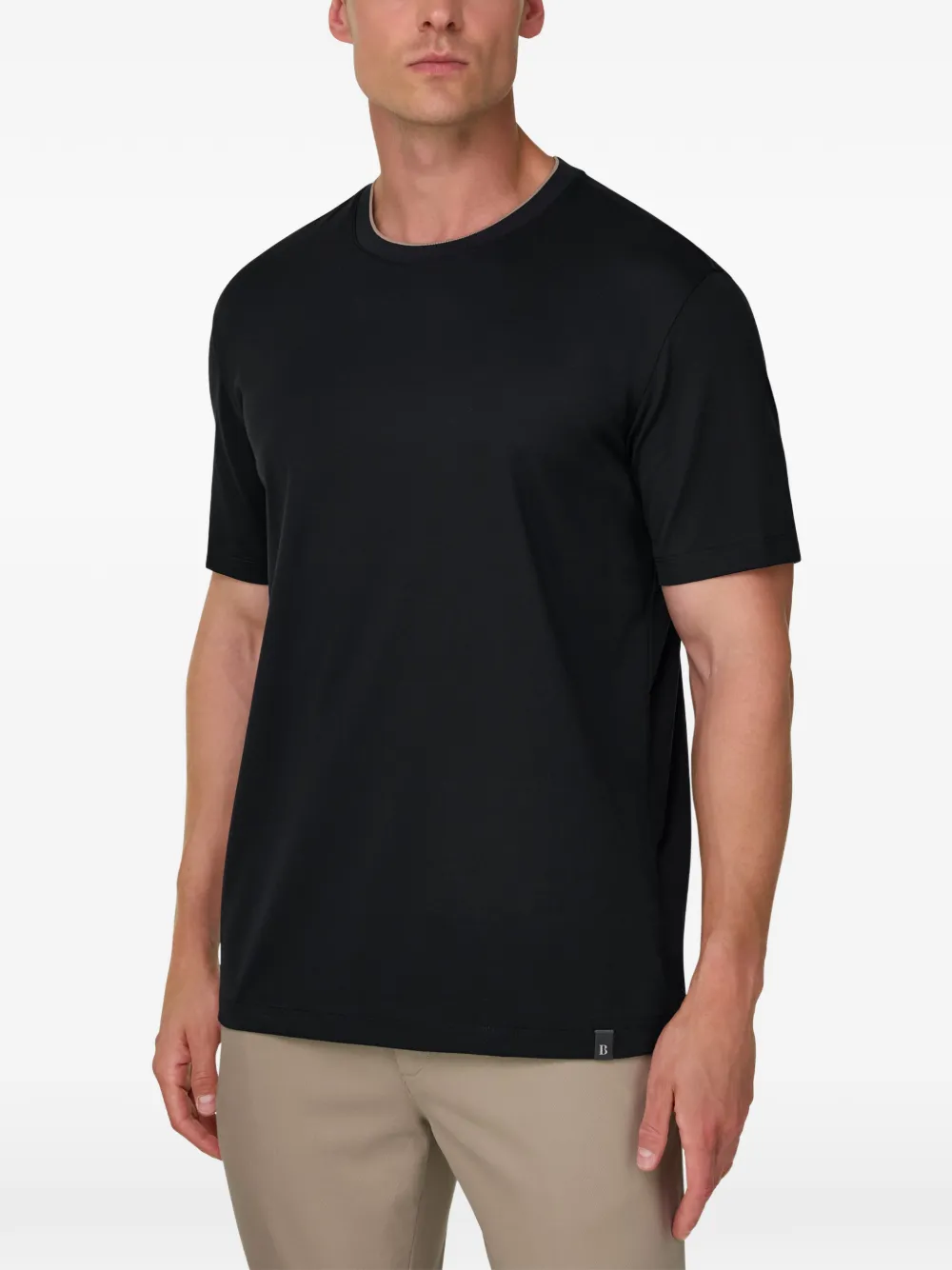 Boggi Milano T-shirt van katoen en zijden jersey Zwart