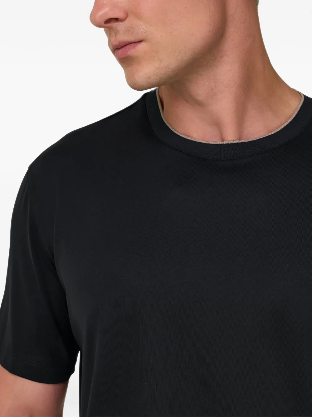Boggi Milano T-shirt van katoen en zijden jersey Zwart