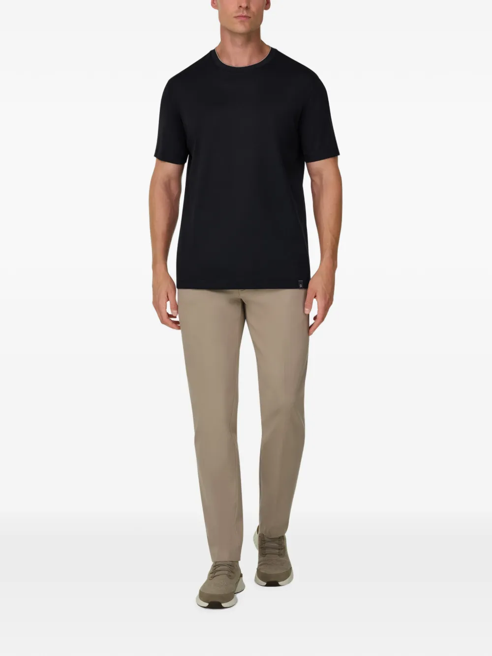 Boggi Milano T-shirt van katoen en zijden jersey Zwart
