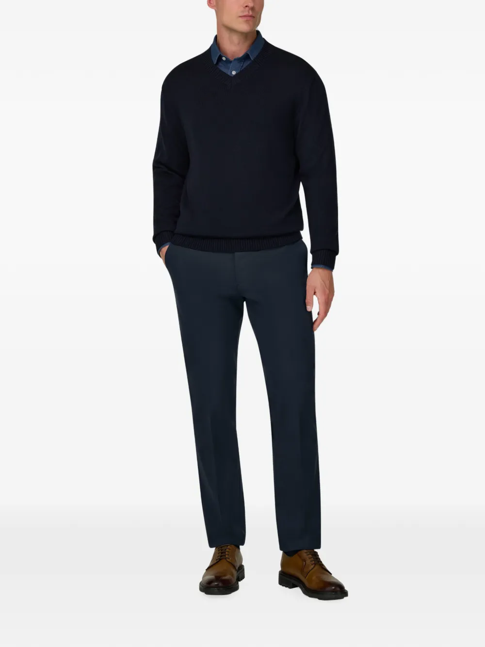 Boggi Milano Tencel broek van stretch-katoen Blauw