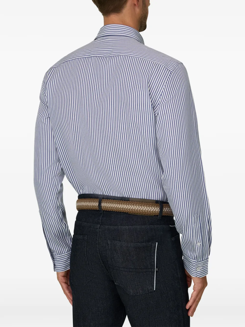Boggi Milano Popeline regular-fit gestreept overhemd Wit