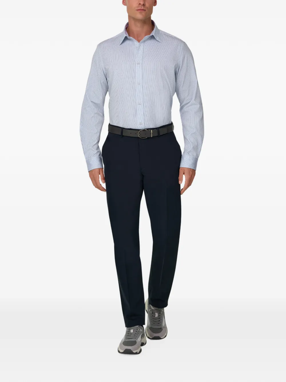 Boggi Milano Gestreept popeline regular-fit overhemd Wit