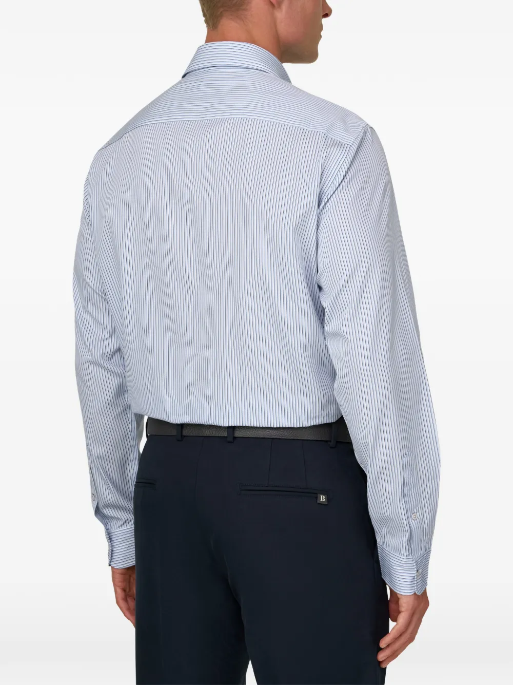 Boggi Milano Gestreept popeline regular-fit overhemd Wit