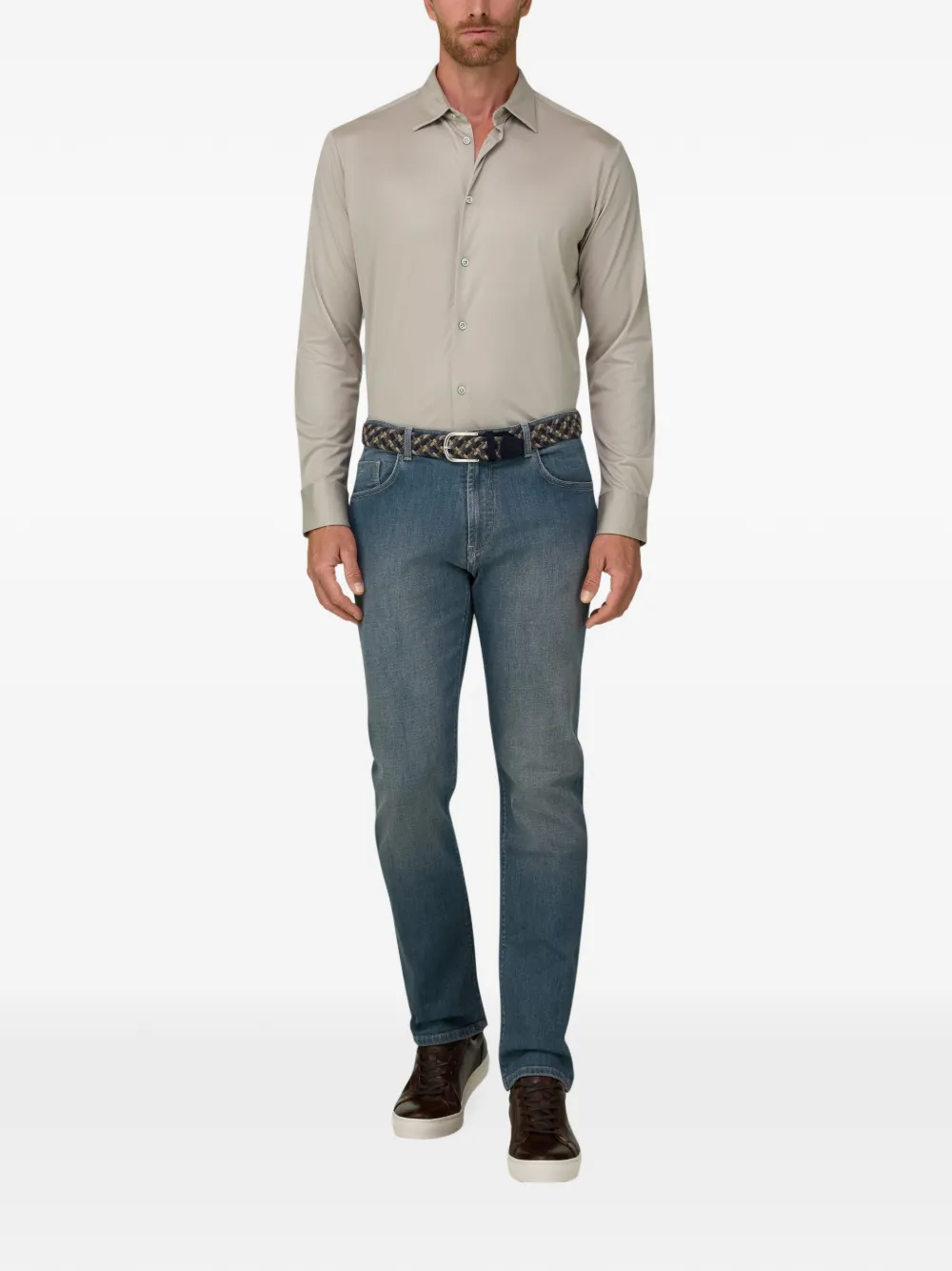 Boggi Milano Poloshirt van katoen en zijde Beige