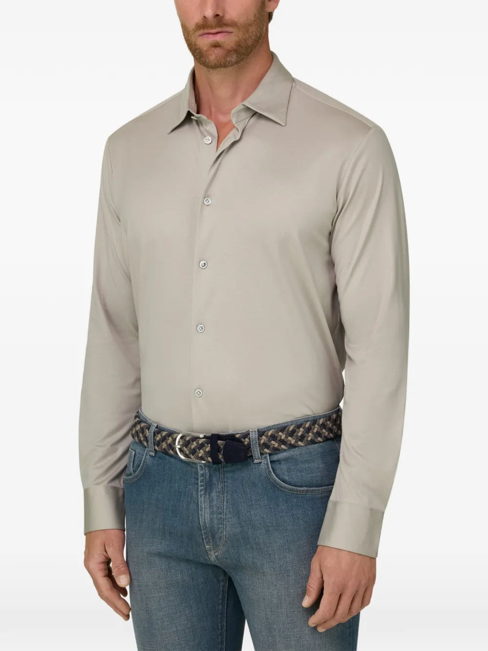 Boggi Milano Poloshirt van katoen en zijde Beige