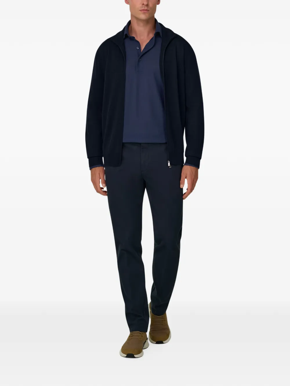 Boggi Milano Trui van merinowol met rits Blauw