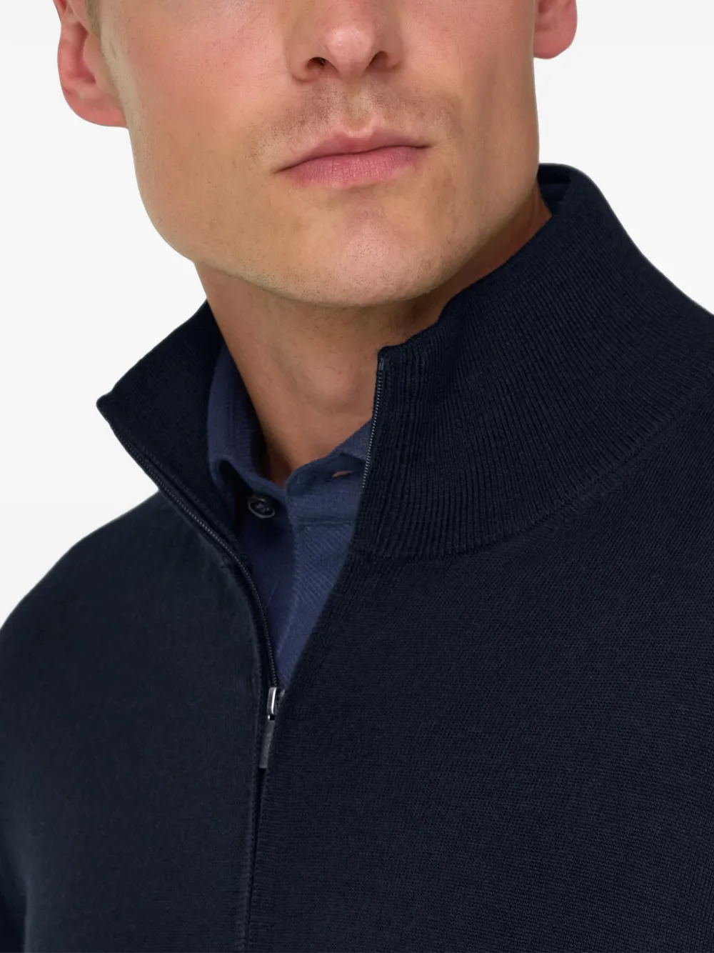 Boggi Milano Trui van merinowol met rits Blauw