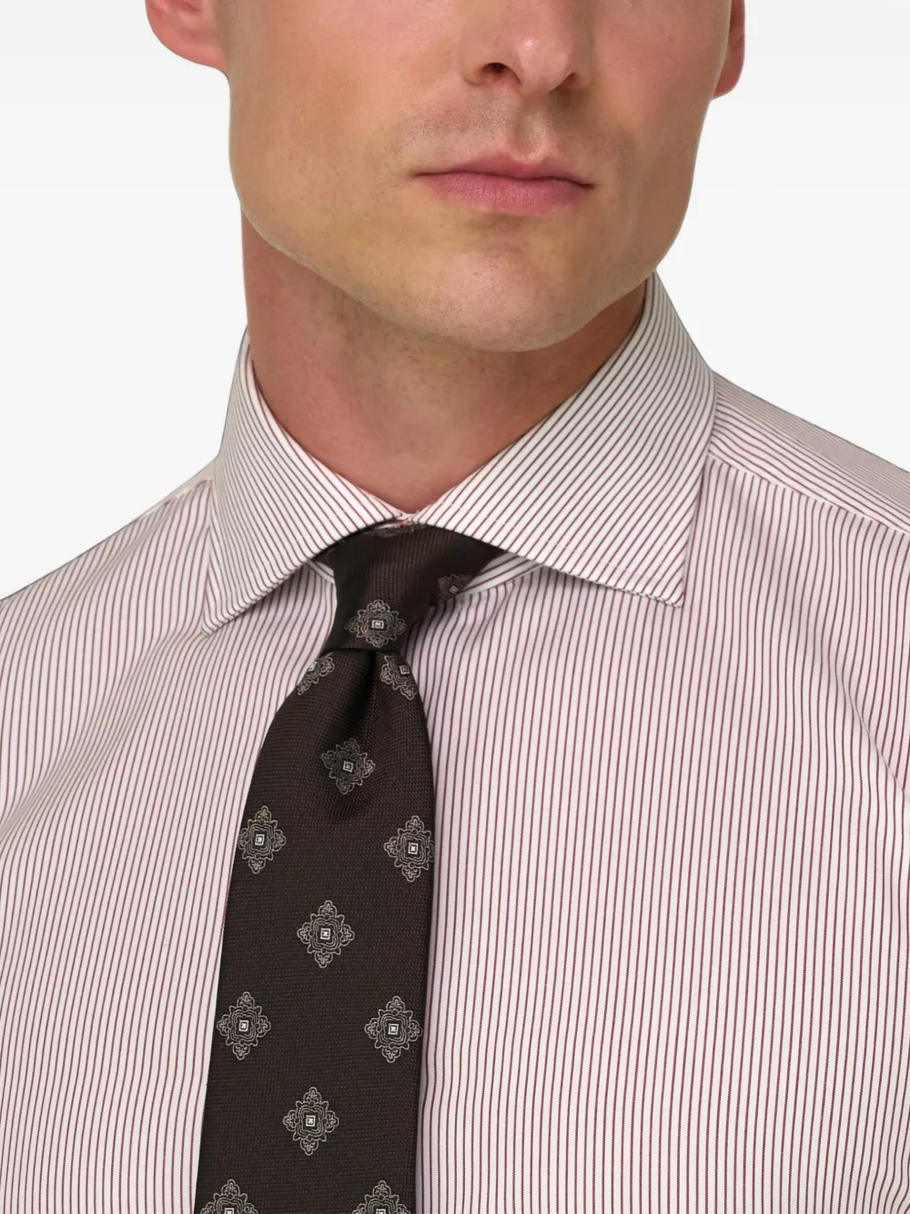 Boggi Milano Slim-fit gestreept katoenen overhemd Rood