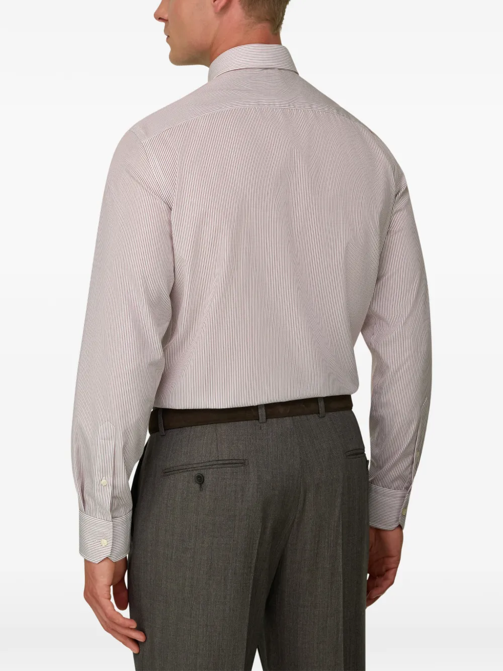Boggi Milano Slim-fit gestreept katoenen overhemd Rood