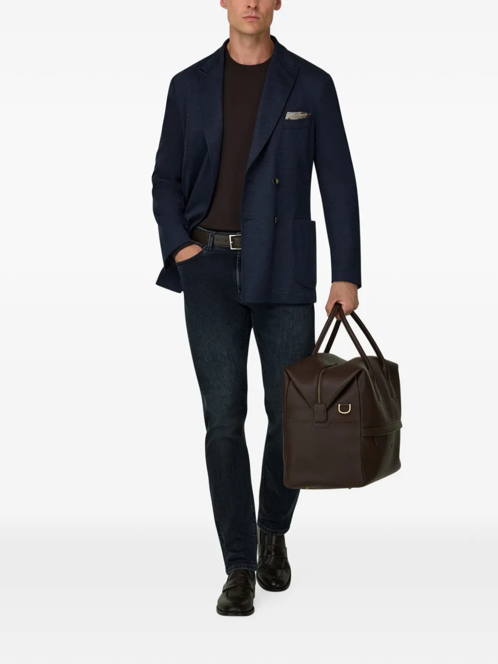Boggi Milano Brooklyn blazer van wolblend B-jersey met dubbele rij knopen Blauw