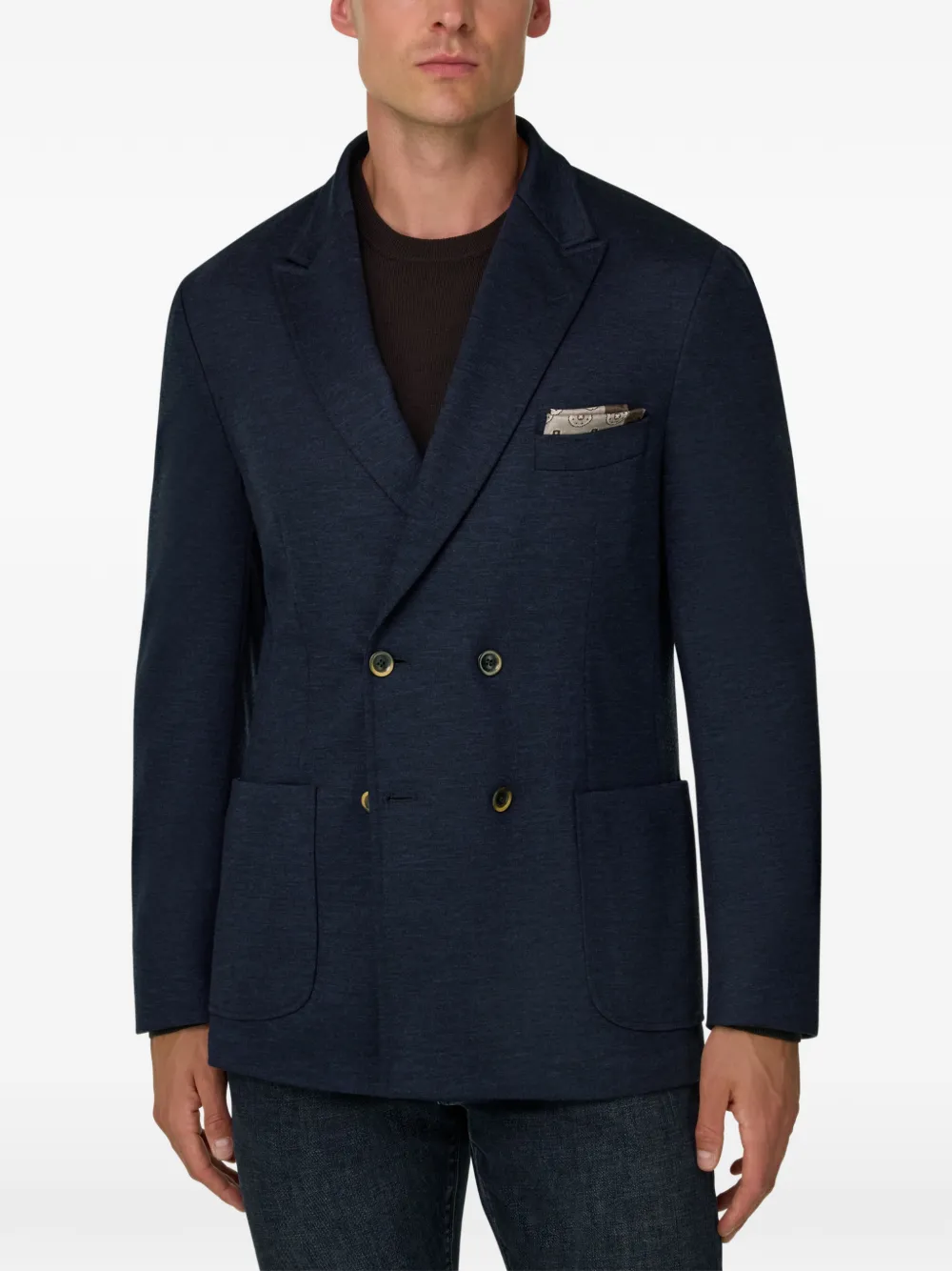 Boggi Milano Brooklyn blazer van wolblend B-jersey met dubbele rij knopen Blauw