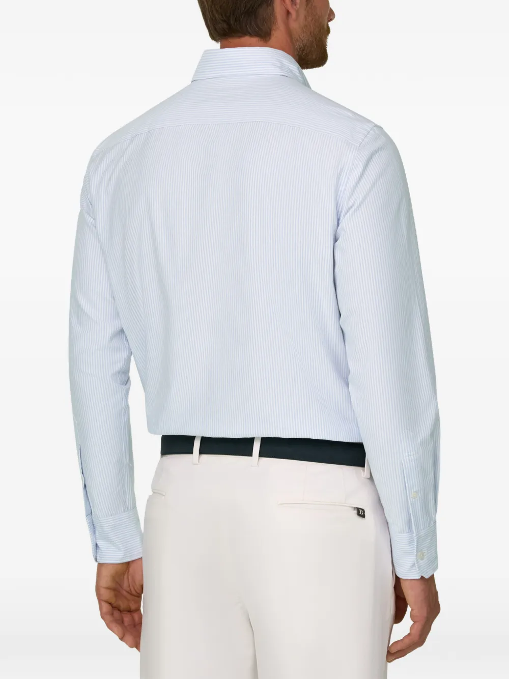Boggi Milano Gestreept katoenen Oxford overhemd Blauw