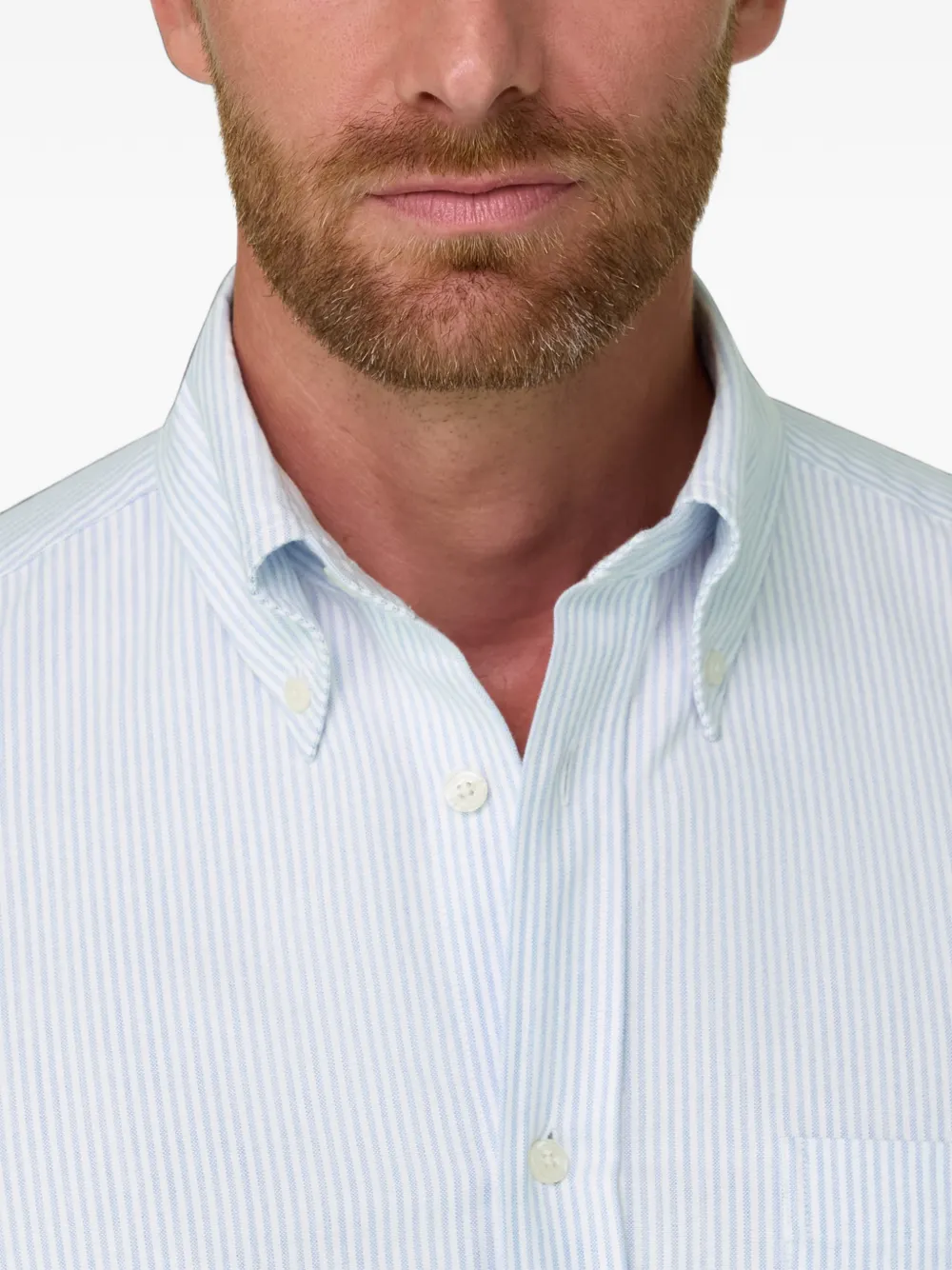 Boggi Milano Gestreept katoenen Oxford overhemd Blauw