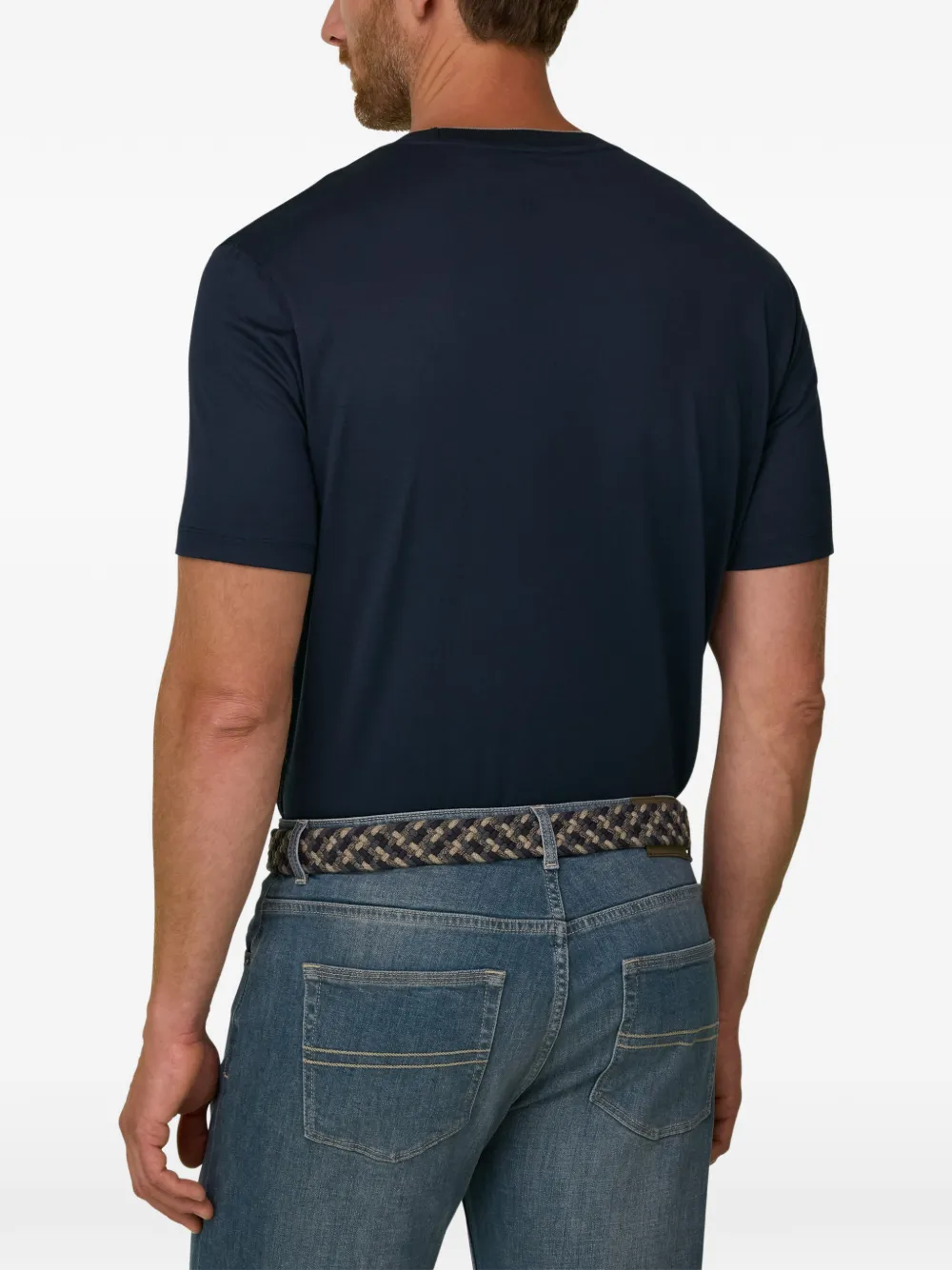 Boggi Milano T-shirt van katoen en zijden jersey Blauw