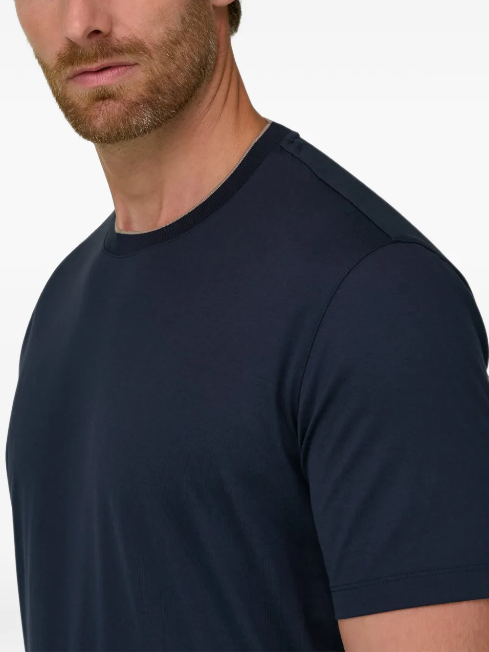 Boggi Milano T-shirt van katoen en zijden jersey Blauw