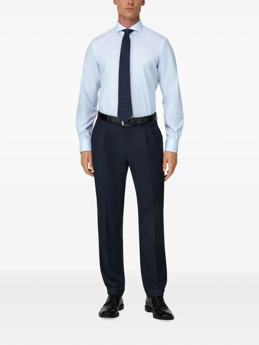 Boggi Milano Gestreept katoenen slim-fit overhemd Blauw