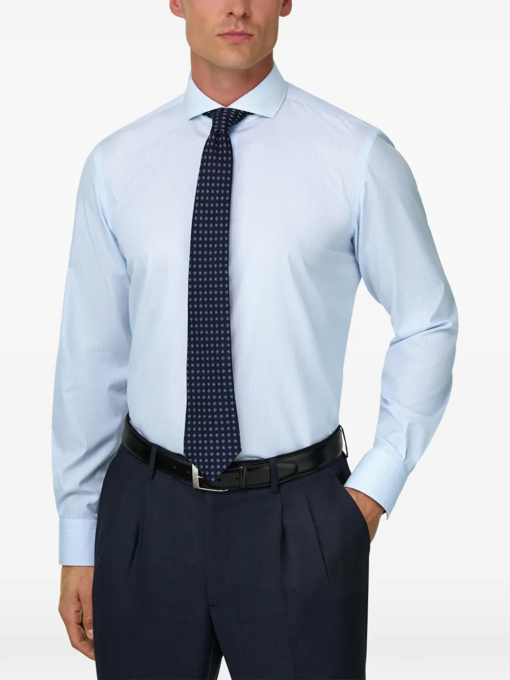 Boggi Milano Gestreept katoenen slim-fit overhemd Blauw