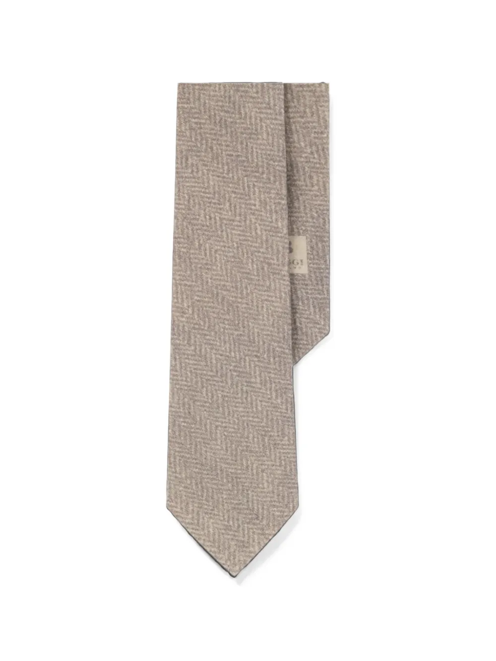 Boggi Milano tie herringbone-pattern in wool cashmere - Toni neutri