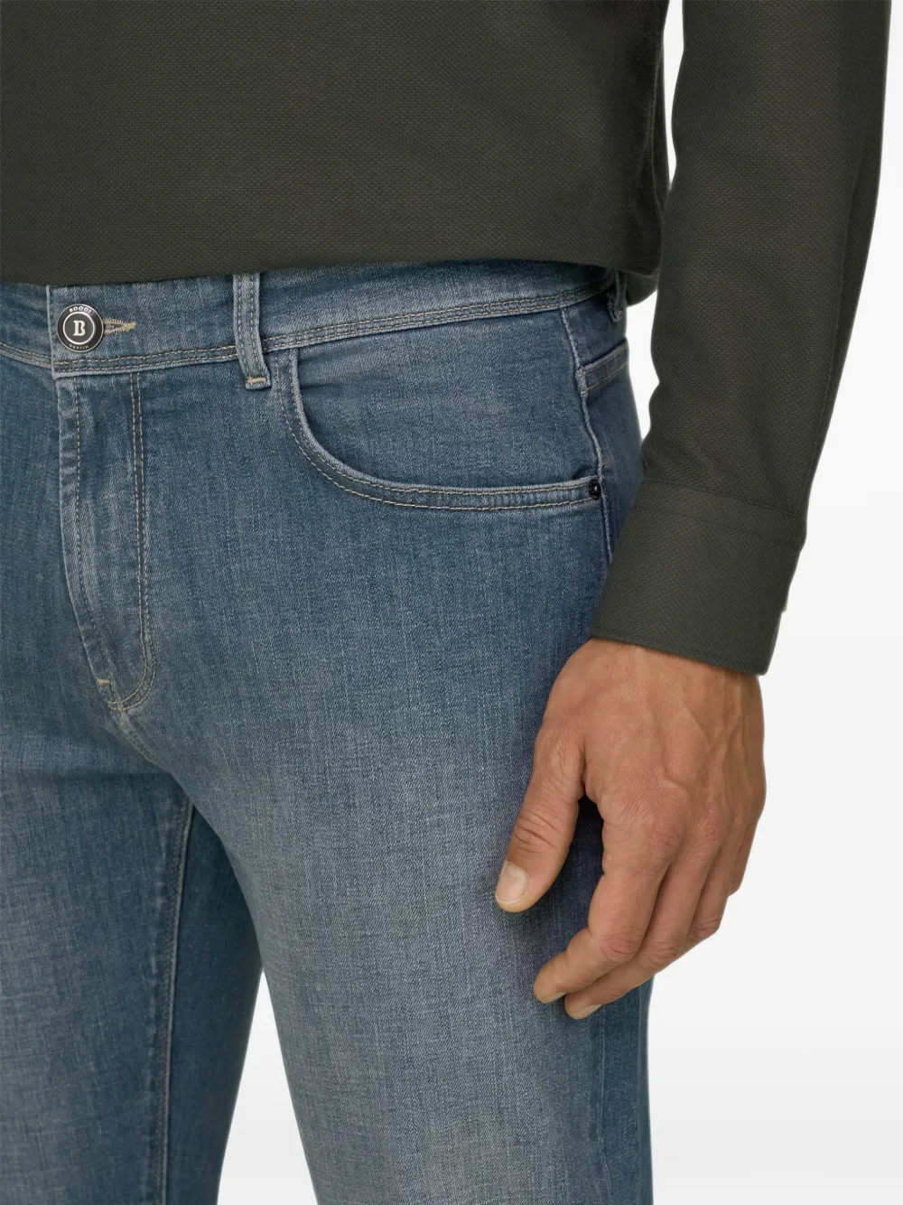 Boggi Milano Jeans van lichtblauw stretch-denim