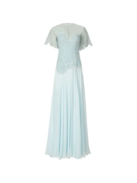 Costarellos crystal-embellished silk-georgette gown