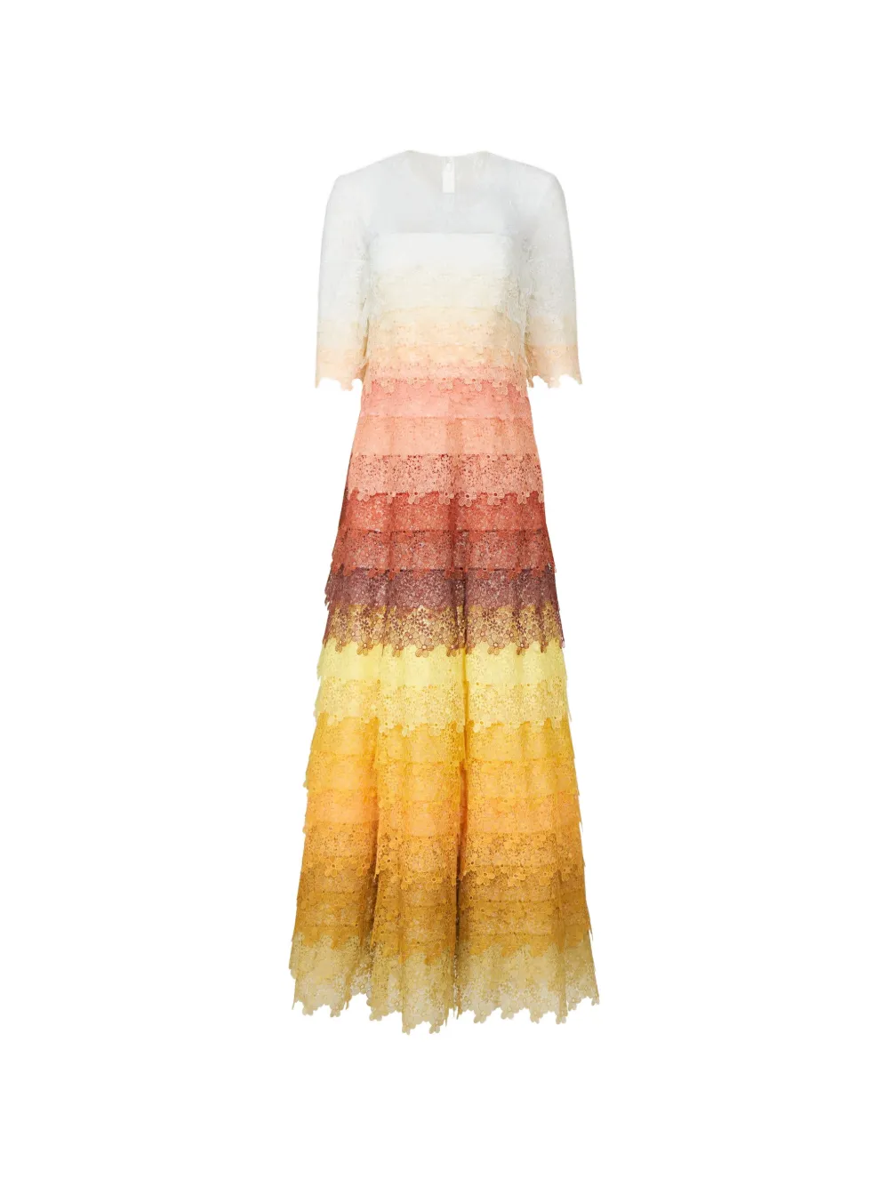 Costarellos Sinda Gossamer lace tiered midi dress