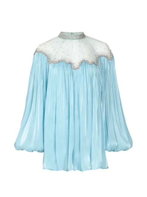 Costarellos Timma crystal-embroidered balloon-sleeve blouse