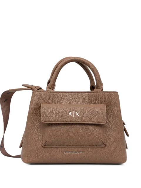 Armani Exchange logo-plaque grained-texture tote bag