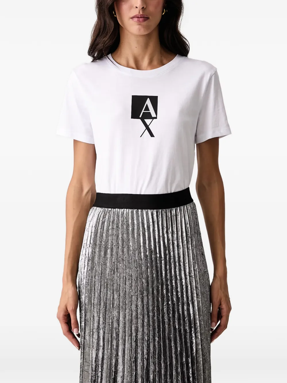 Armani Exchange rhinestone-embellished logo T-shirt