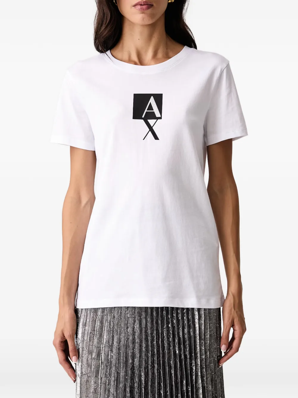 Armani Exchange rhinestone-embellished logo T-shirt Wit