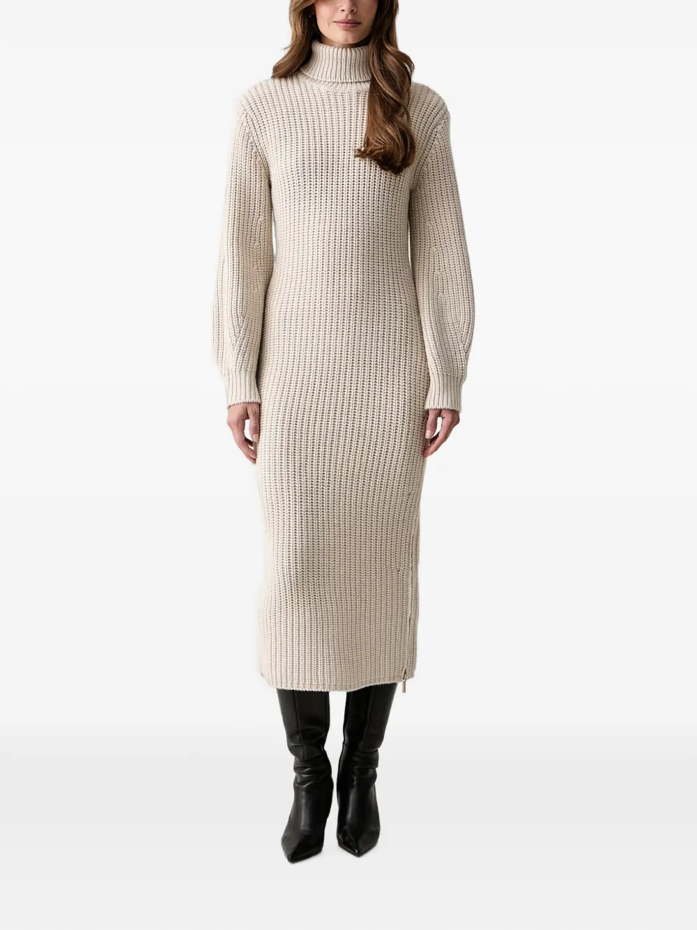 Armani Exchange ribbed-knit roll-neck midi dress