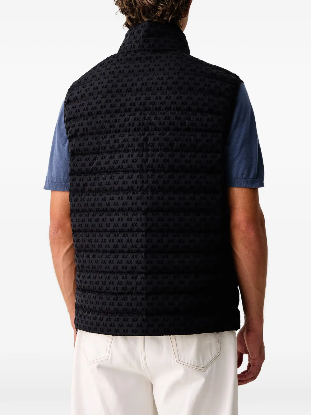 Armani Exchange logo-print quilted gilet Zwart