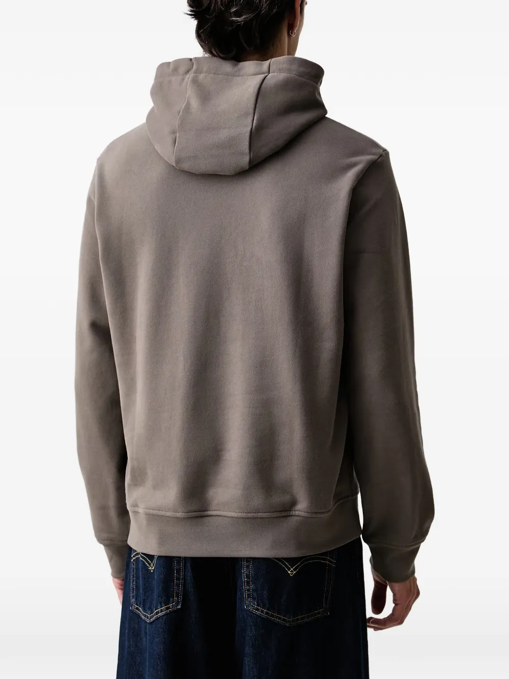 Armani Exchange logo-patch drawstring hoodie Grijs