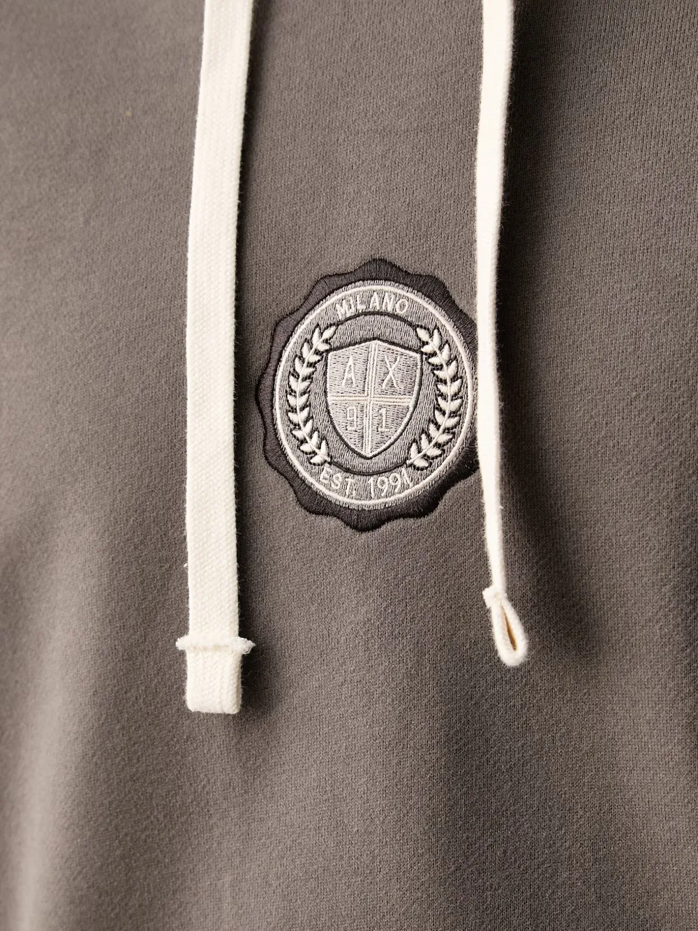 Armani Exchange logo-patch drawstring hoodie Grijs