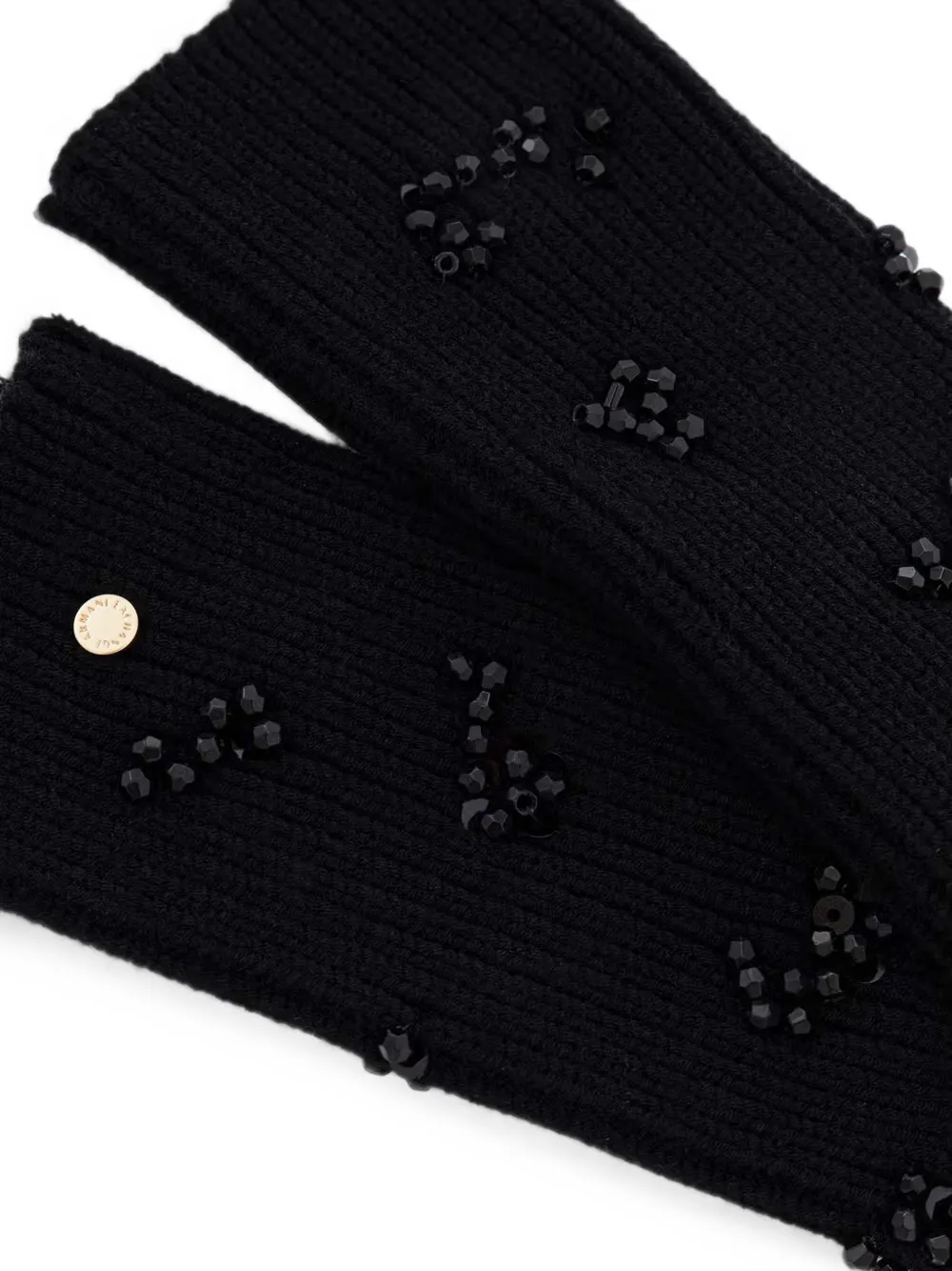 Armani Exchange bead-embellished ribbed-knit gloves Zwart