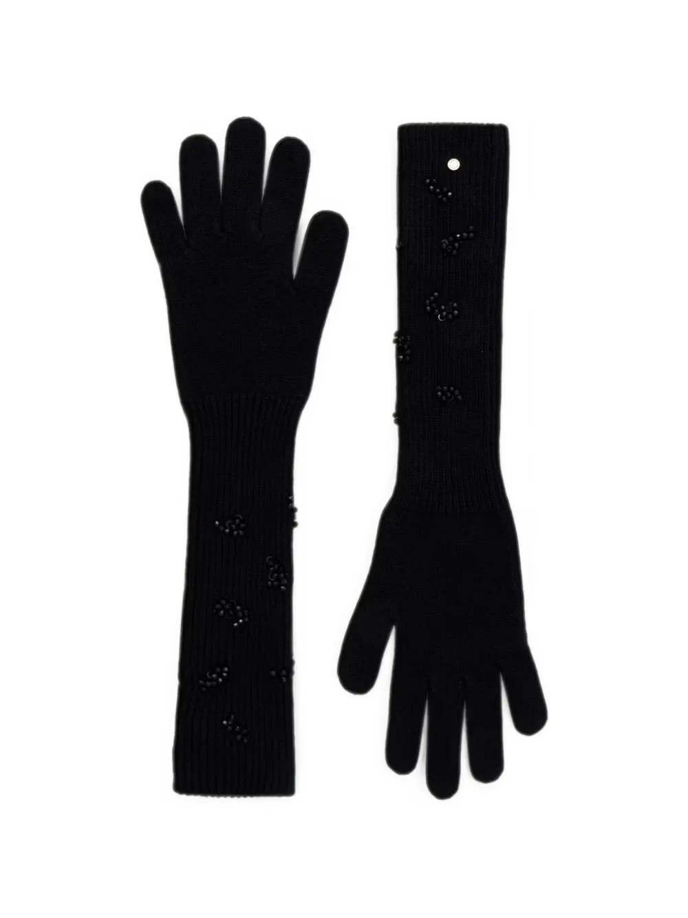 Armani Exchange bead-embellished ribbed-knit gloves
