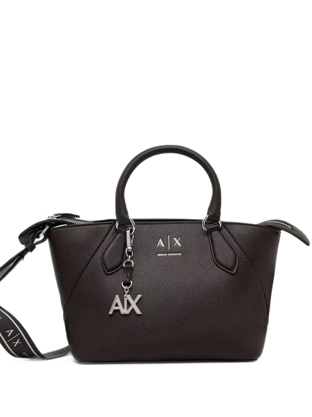 Armani Exchange mini logo-print pebbled-effect tote bag