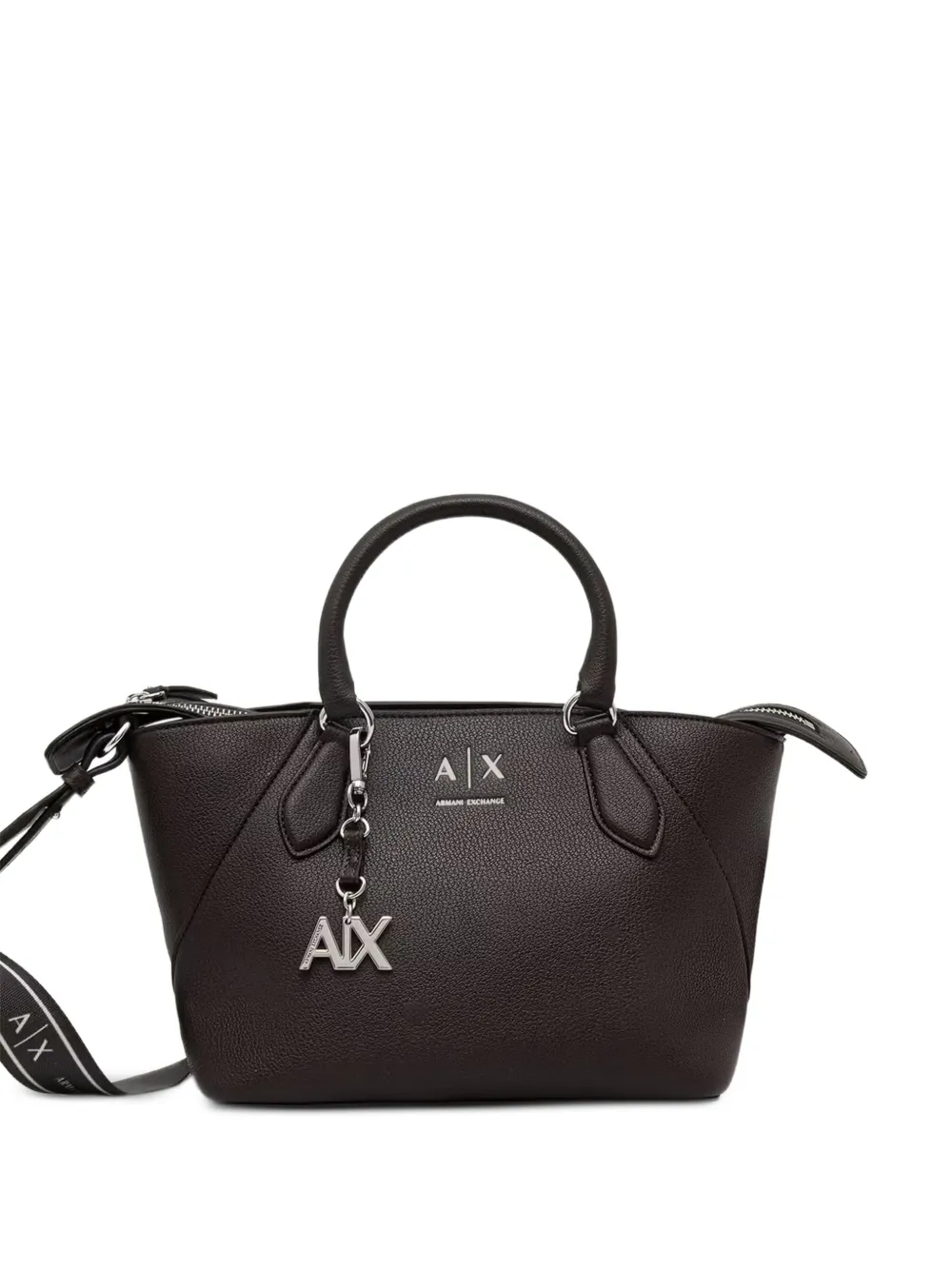 Armani Exchange mini logo-print pebbled-effect tote bag