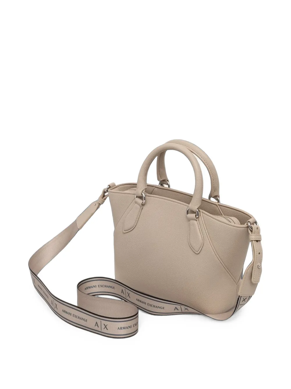 Armani Exchange logo-plaque pebbled tote bag Beige