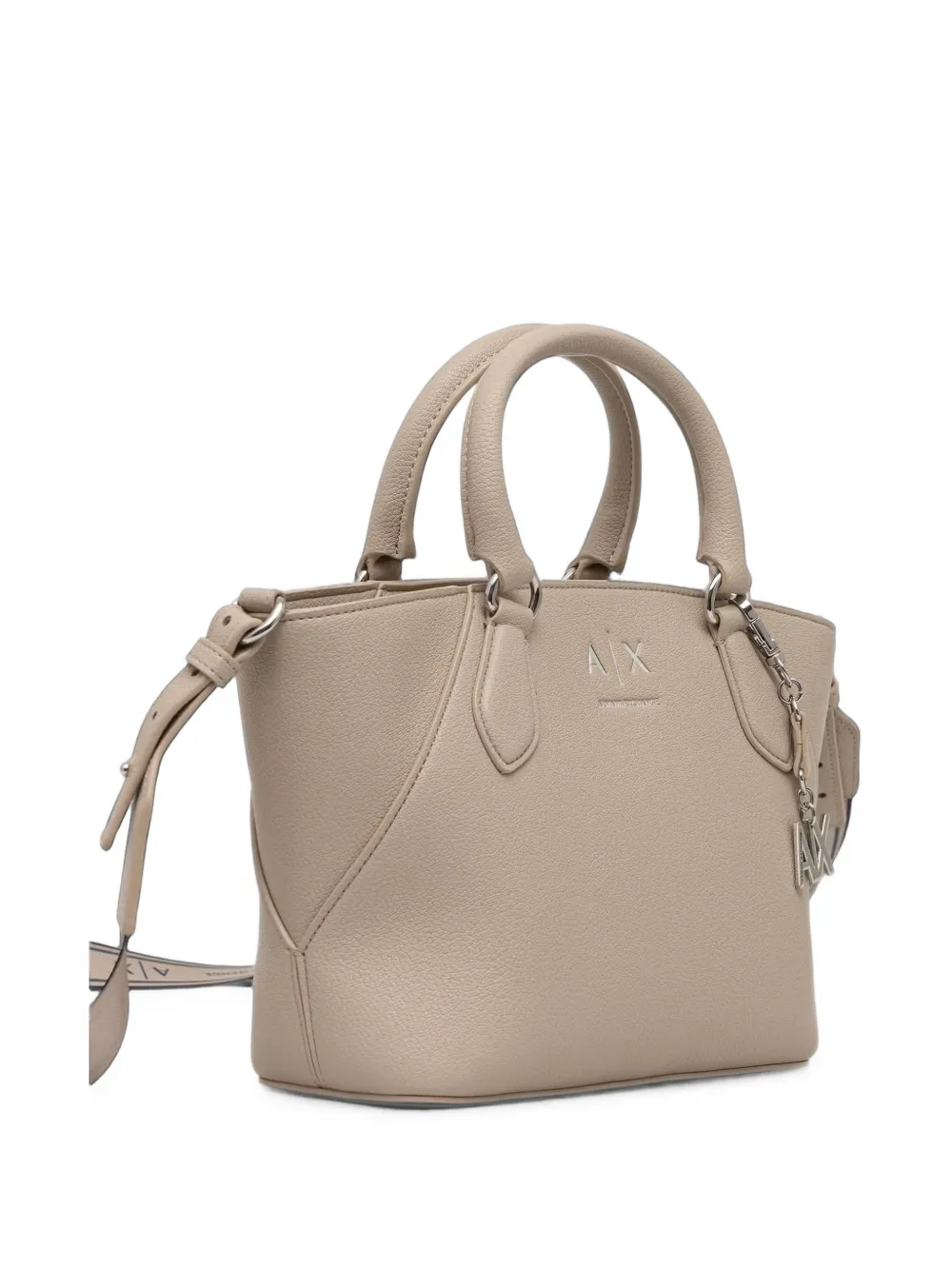 Armani Exchange logo-plaque pebbled tote bag Beige