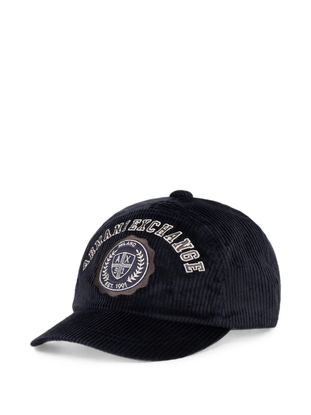 Armani Exchange logo-patch corduroy baseball cap