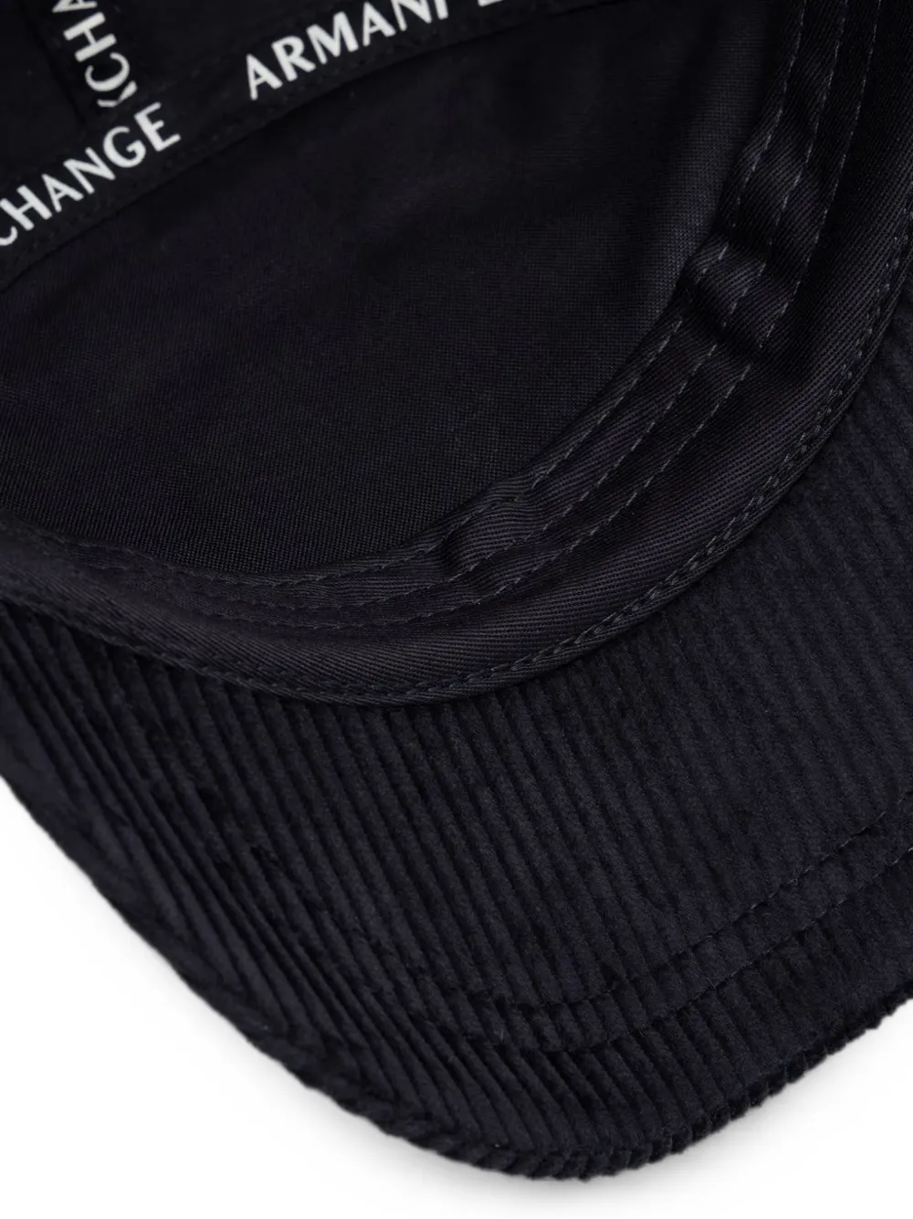 Armani Exchange logo-patch corduroy baseball cap Blauw