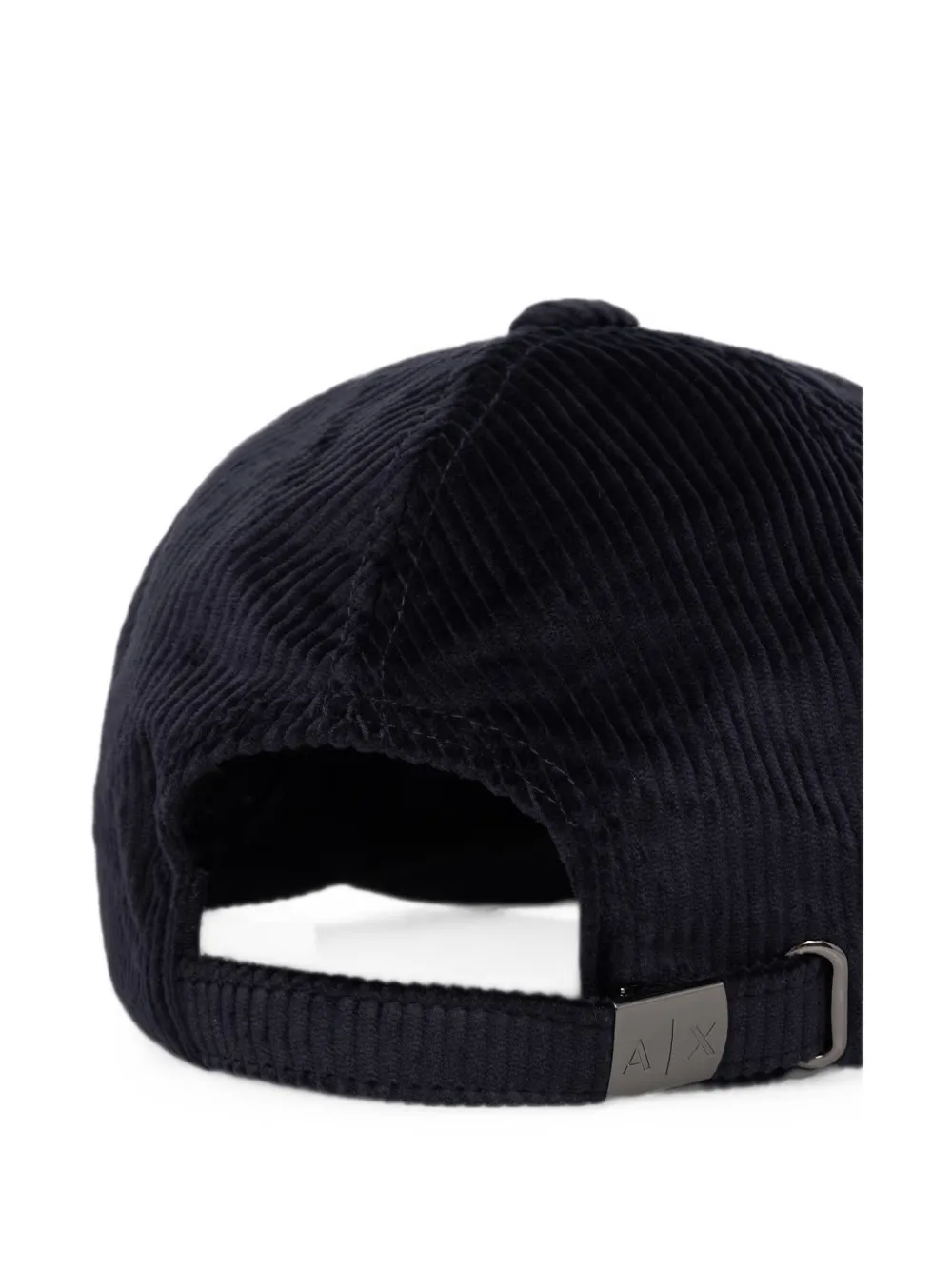 Armani Exchange logo-patch corduroy baseball cap Blauw