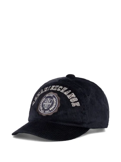 Armani Exchange logo-patch corduroy baseball cap