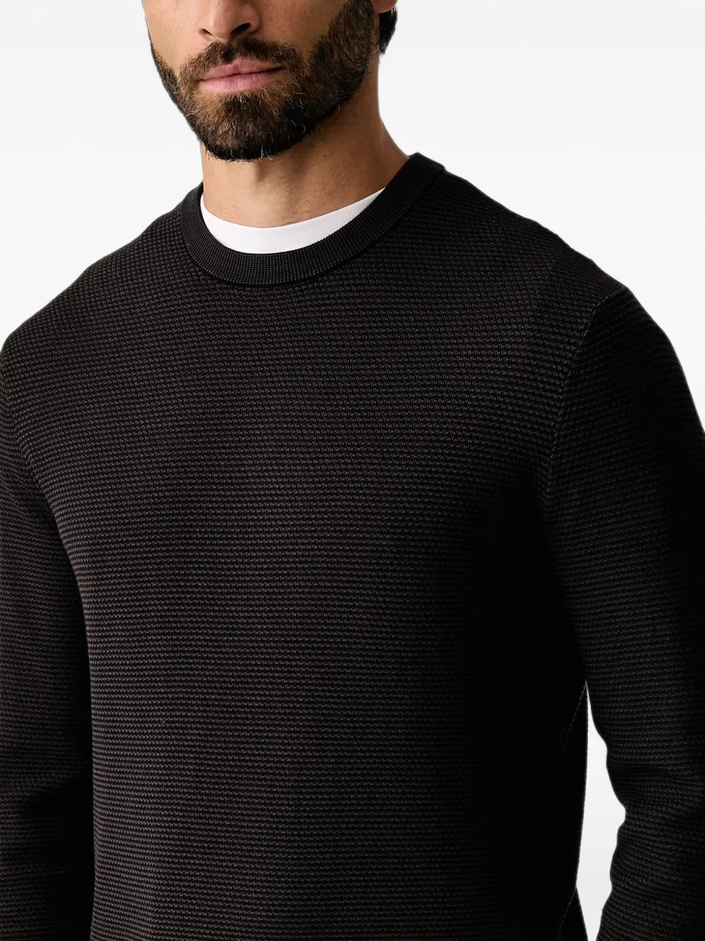 Armani Exchange Gebreide trui met textuur Bruin