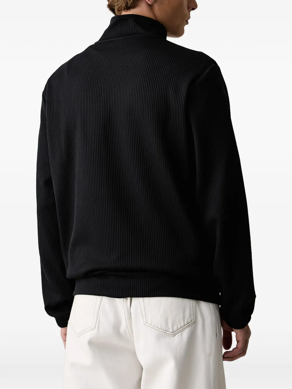 Armani Exchange logo-print ribbed-knit cardigan Zwart