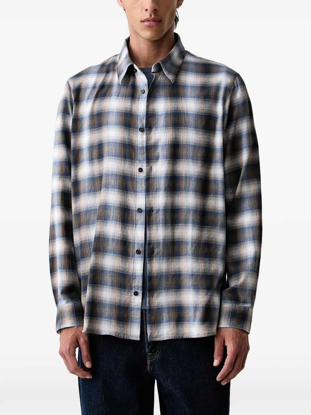 Armani Exchange check-pattern button-up shirt