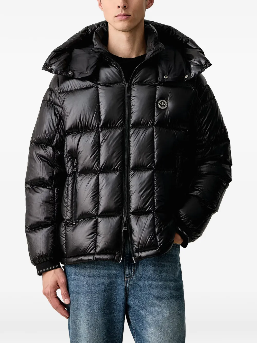 Armani Exchange quilted hooded jacket - Nero