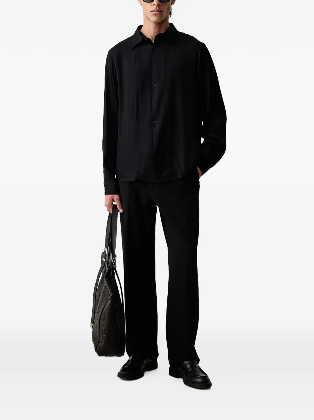 Armani Exchange long-sleeve button-down shirt Zwart
